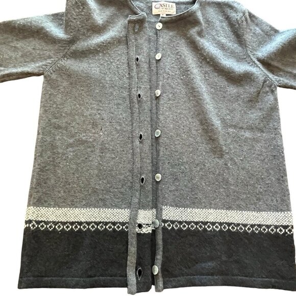 Castle of Ireland Womens Cardigan Sweater Merino Wool Angora Medium Vtg Flaws - Picture 8 of 16